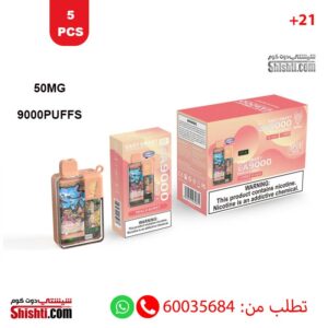 Carton OF Easy Smart Peach Burst 50MG 9000PUFFS 5PCS